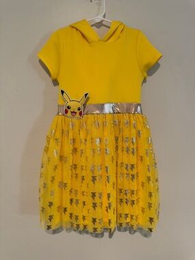 Kids Yellow Pikachu Hooded Tulle Dress